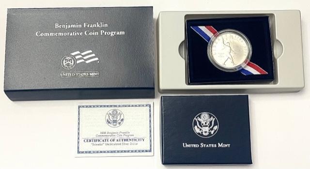 2006 Benjamin Franklin "Scientist" Commemorative UNC Silver Dollar (1 of 5)