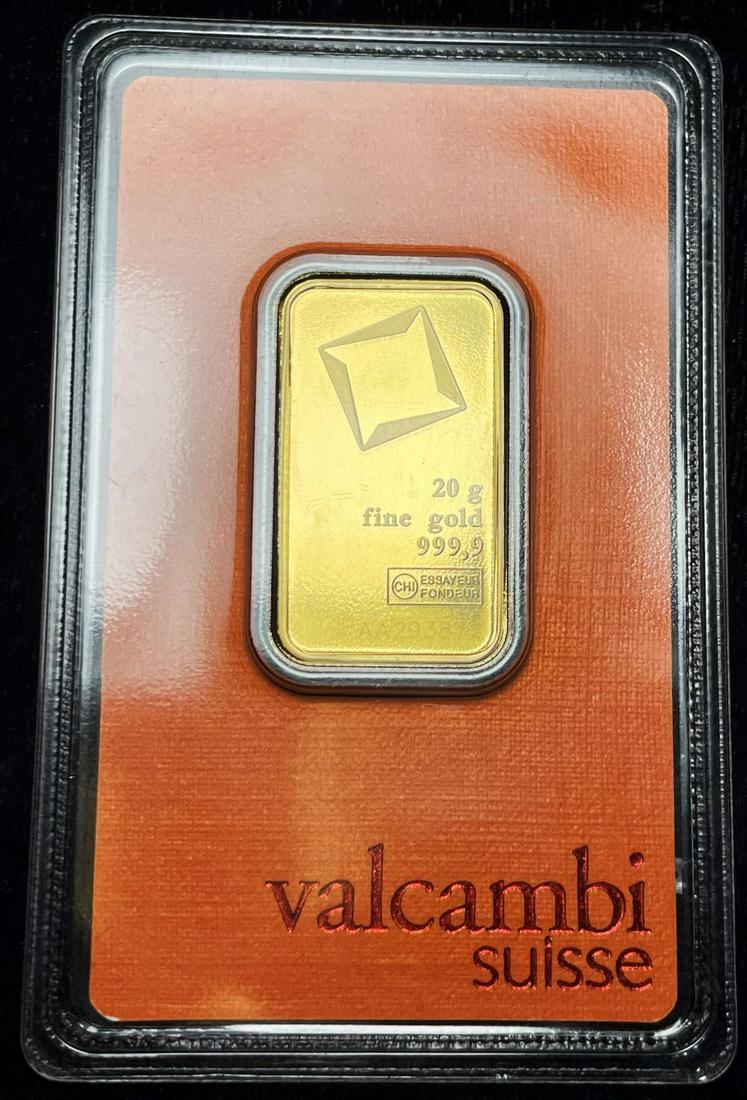 Last Minute! Valcambi Suisse 20 Gram .9999 Gold Bar (1 of 4)
