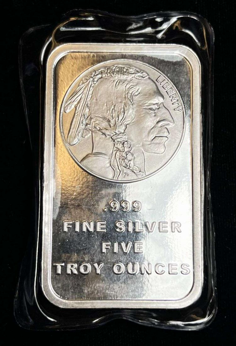 Indian Head / Buffalo 5 ozt .999 Silver Bar (1 of 3)