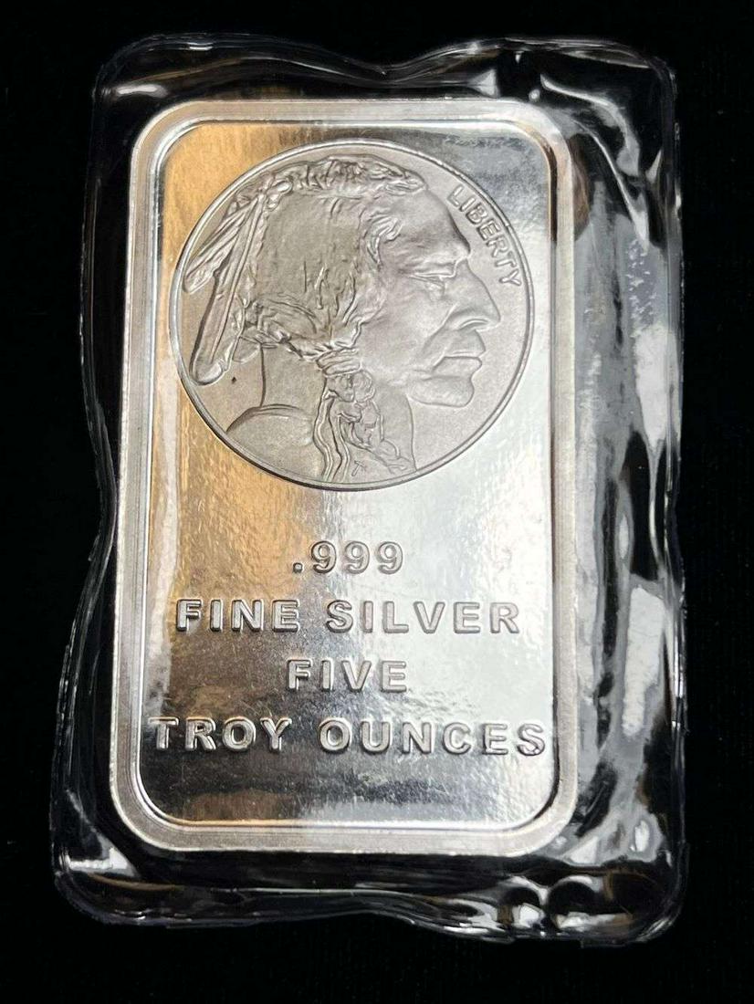 Indian Head / Buffalo 5 ozt .999 Silver Bar (1 of 3)