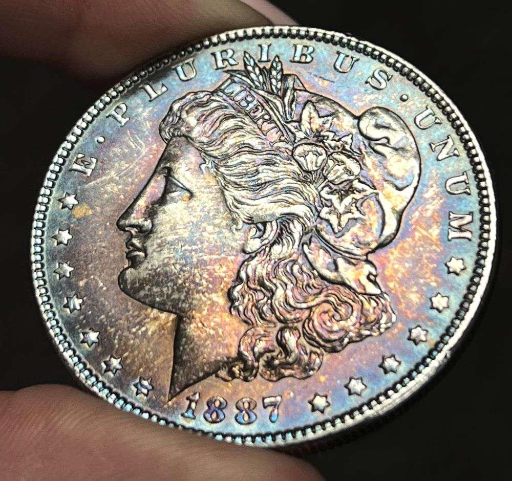 Extraordinary Color 1887 Morgan Silver Dollar MS64 (1 of 4)