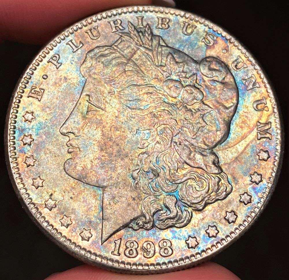 Last Minute! Toned 1898 Morgan Silver Dollar MS63 (1 of 4)