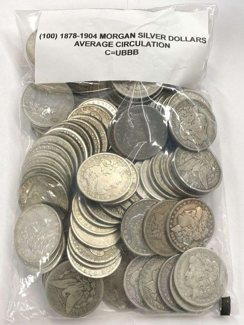 (100) Morgan Silver Dollars 1878-1904 Average Circulated (1 of 6)