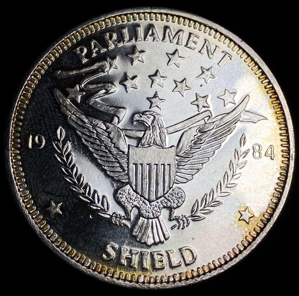 1984 Parliament Shield Proof 1 ozt .999 Silver: Winner shall receive the exact coin shown here. (RR/B)