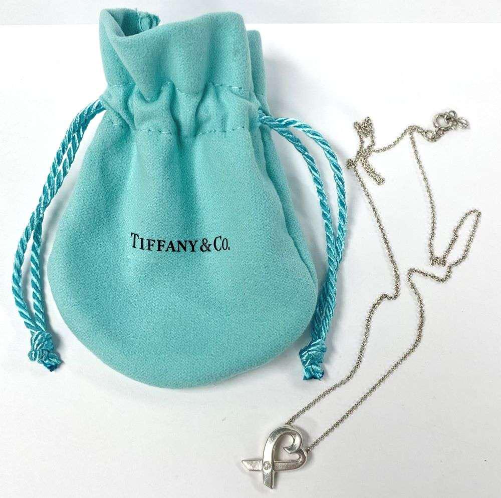 Tiffany & Co. Paloma Picasso Loving Heart Diamond Pendant Necklace .925 Sterling Silver (1 of 14)