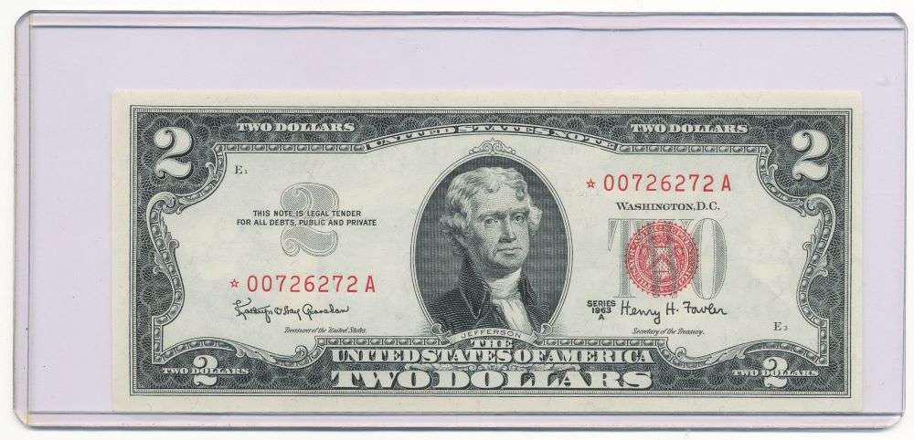 1963A $2 Bank Note: Winner shall receive the exact item shown here. (JM/UE)