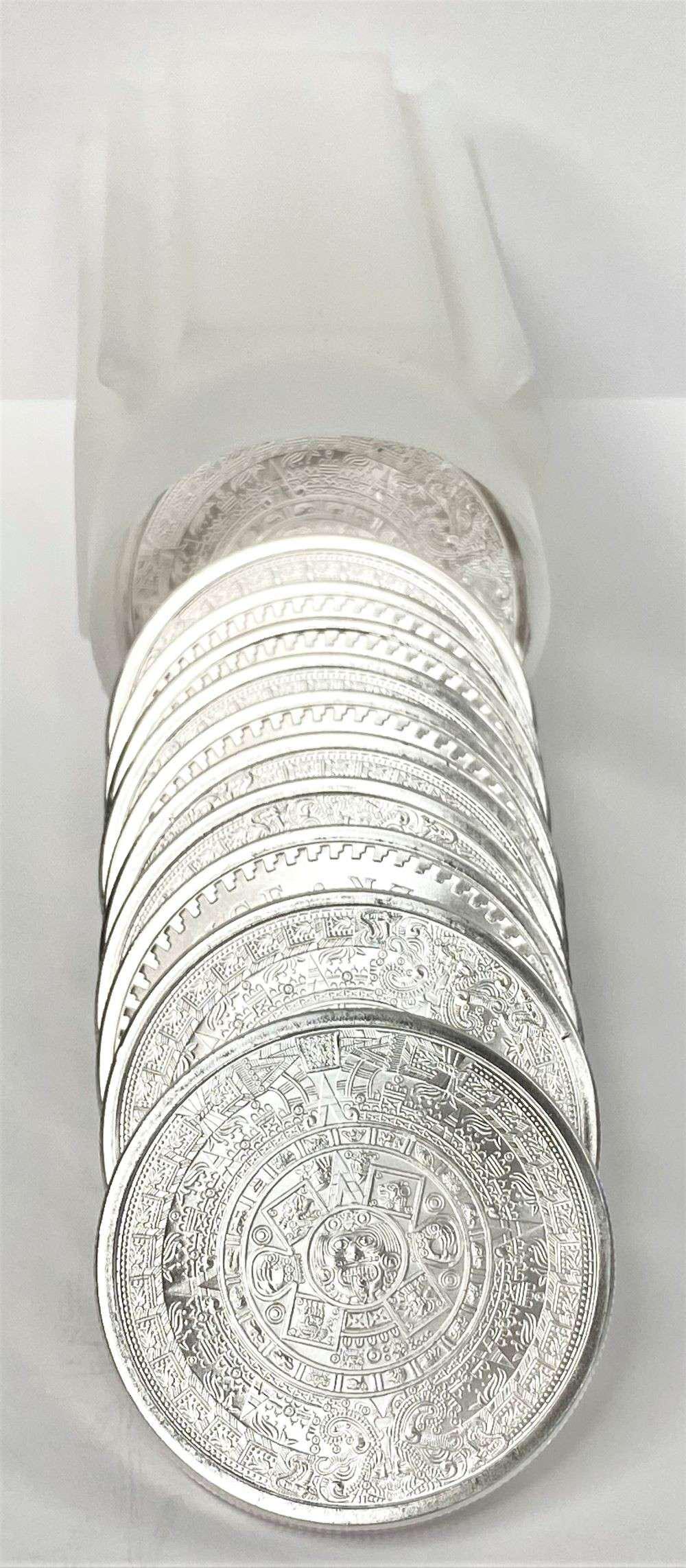 Roll (20-coins) Aztec Calendar 1 ozt .999 Silver: Winner shall receive (1) roll (20-coins) precisely resembling the one shown here. (RR/PIB)