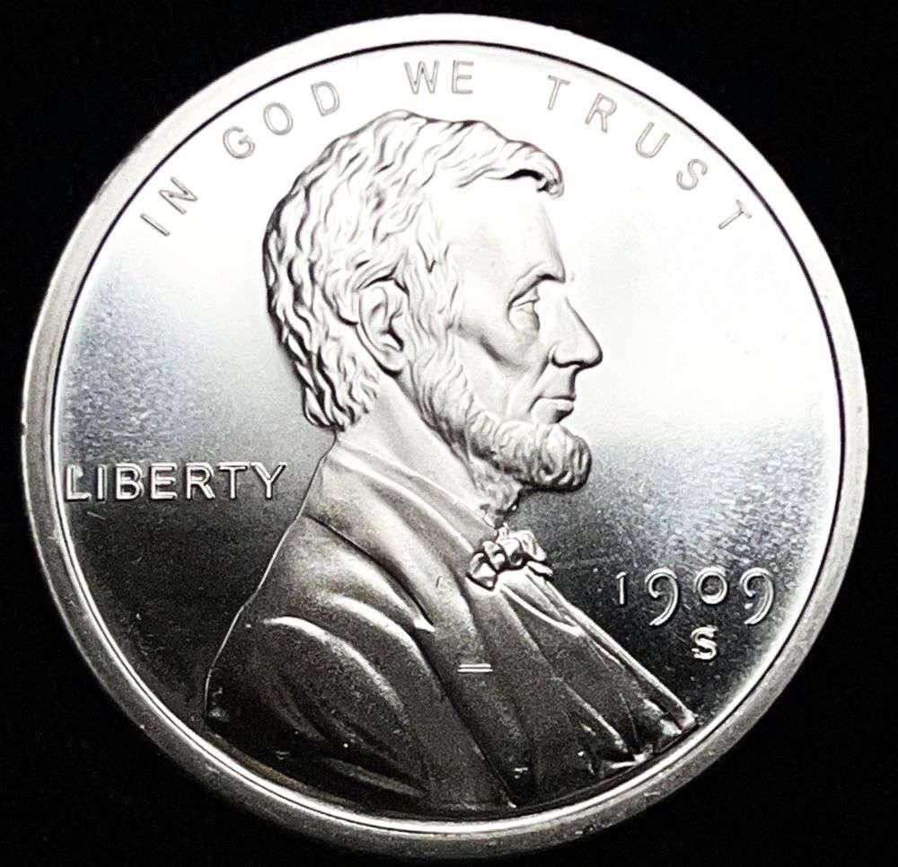 1909-S Lincoln VDB Wheat Cent Design Proof 1 ozt .999 Silver (1 of 2)