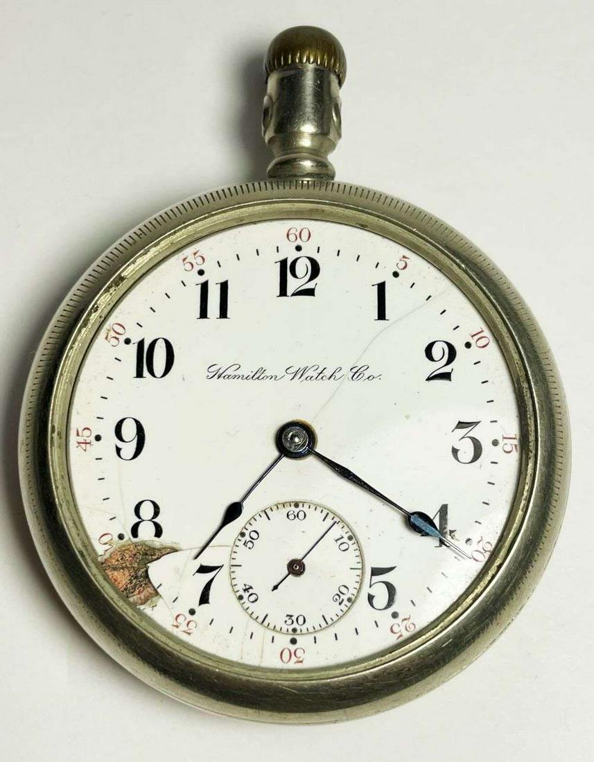Tremendous Hamilton Watch Co. Silver Pocket Watch (1 of 5)