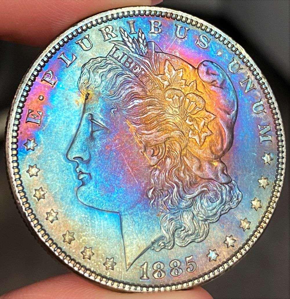 Insane Toned Obverse 1885 Morgan Silver Dollar MS65 Details (1 of 4)