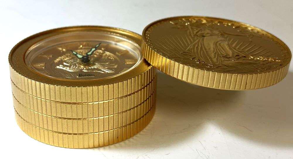 1907 Bulova Saint Gaudens $20 Golden Design Clock Stack (1 of 7)