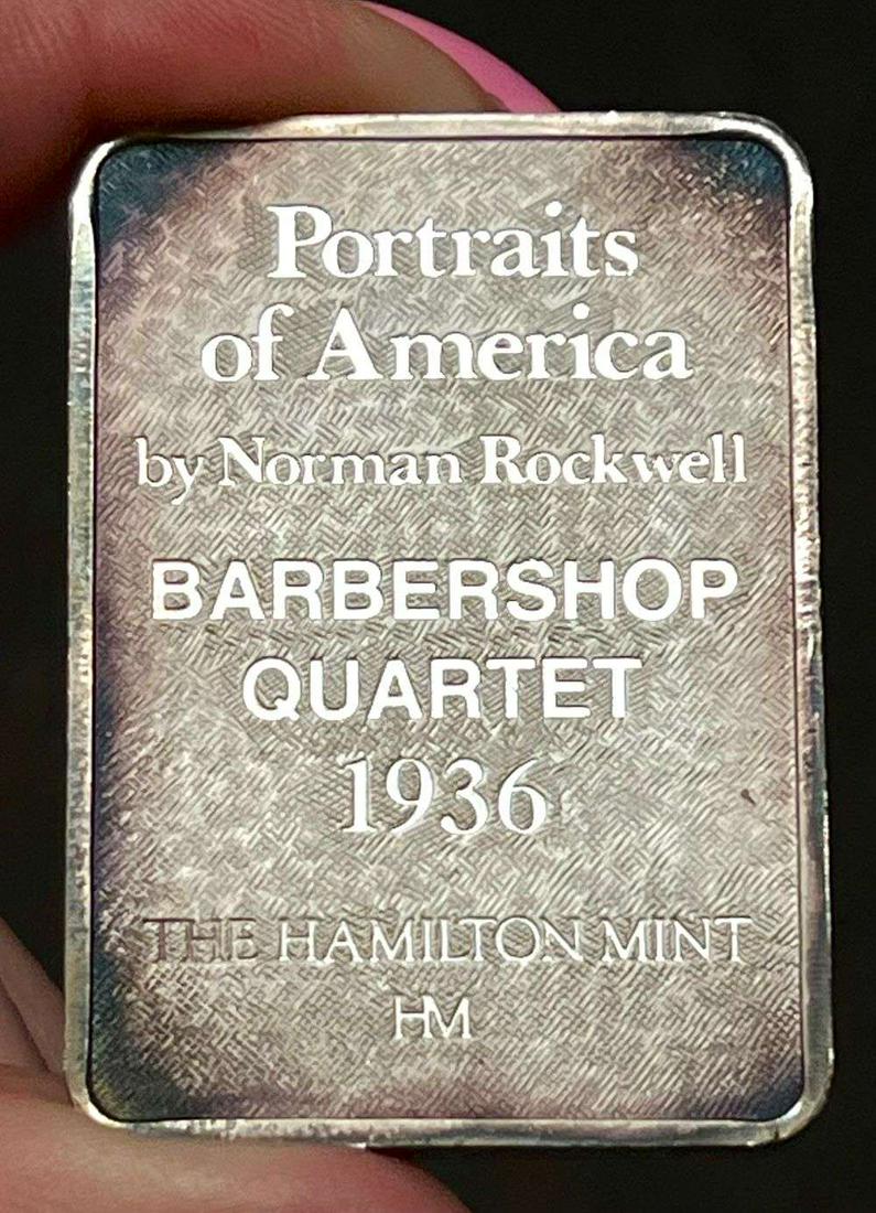 Spot Light Rainbow Toning "Barbershop Quartet" 1936 Norman Rockwell Proof 1 ozt .999 Silver Bar (1 of 4)