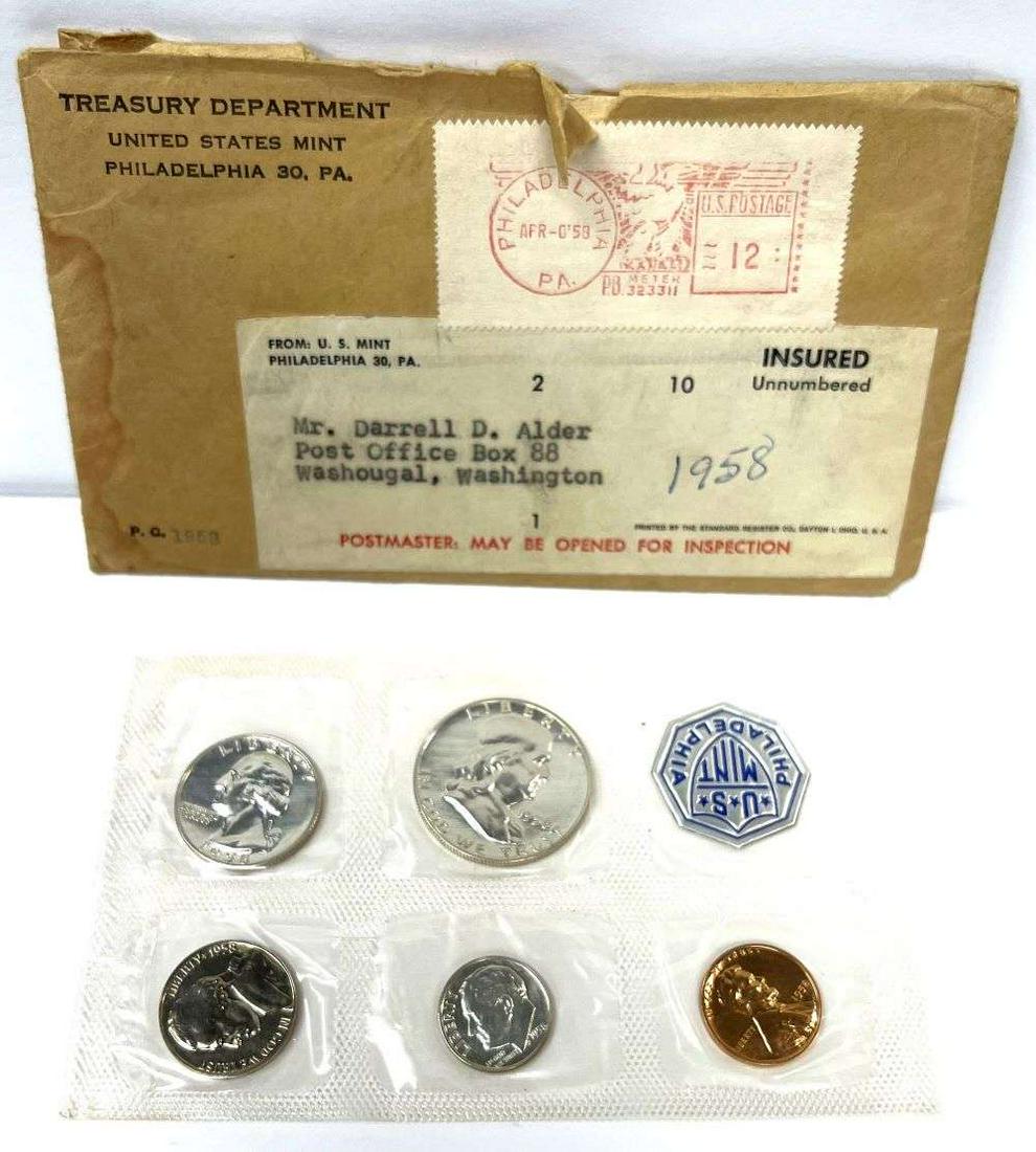 1958 United States Mint Philadelphia Proof Set (5-coins) (1 of 3)