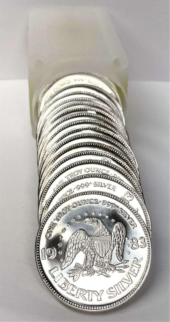 Roll (20-coins) Vintage 1983 A-Mark .999 Silver 1 ozt (1 of 4)