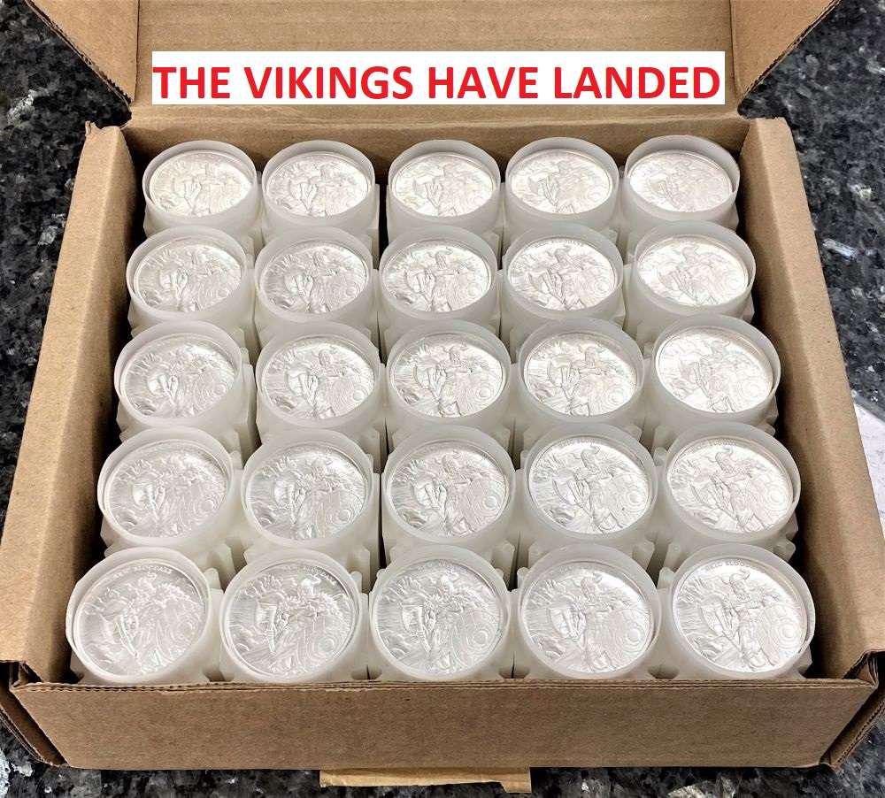 Roll (20-coins) "The Vikings Have Landed" 1 ozt .999 Silver Round: Winner shall receive (1) roll (20-coins) precisely resembling the ones shown here. (RR/PFB)