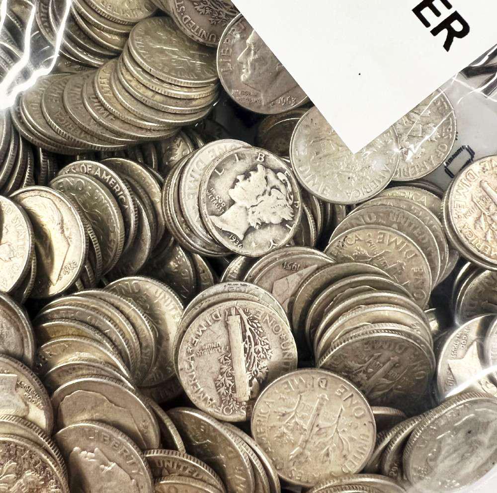 $100 Face Value 90% Mixed Silver Dimes (1,000-coins) (1 of 4)