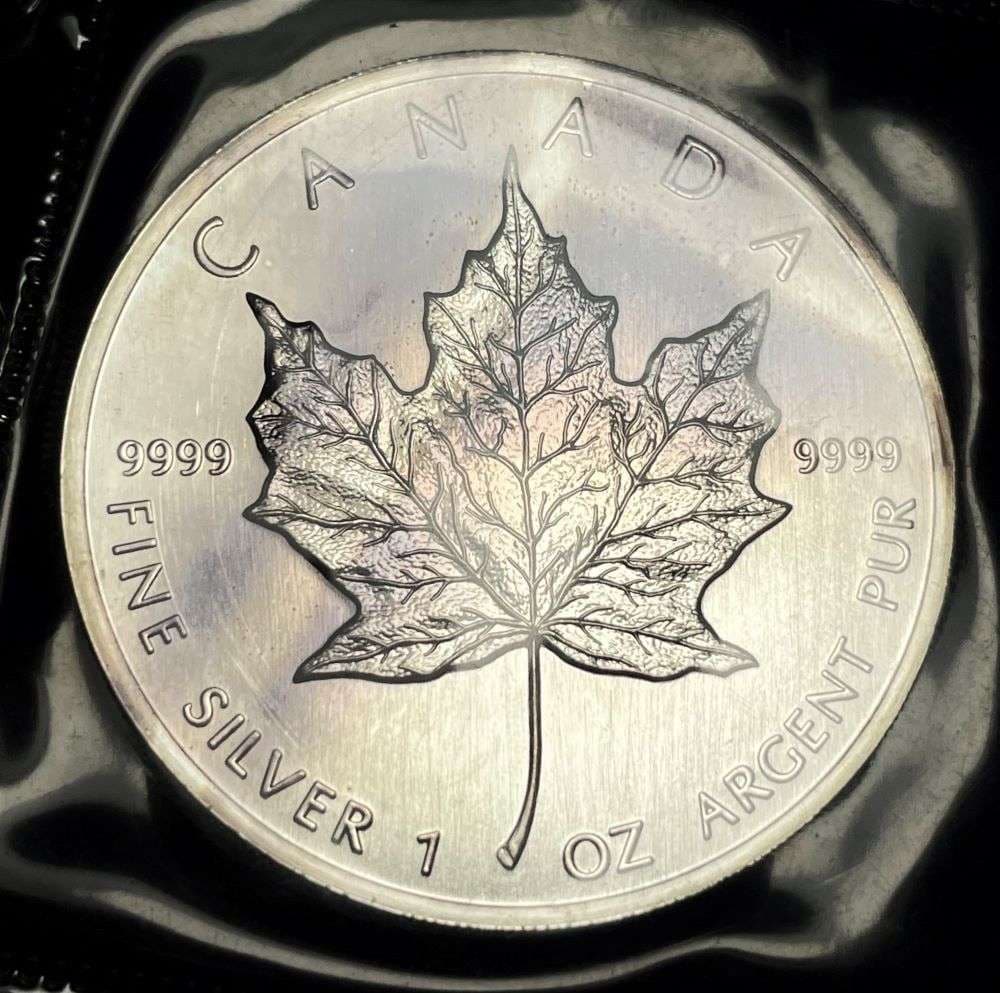 1989 Canada $5 Maple Leaf 1 ozt .9999 Silver: Winner shall receive the exact coin shown here. (JM/B)