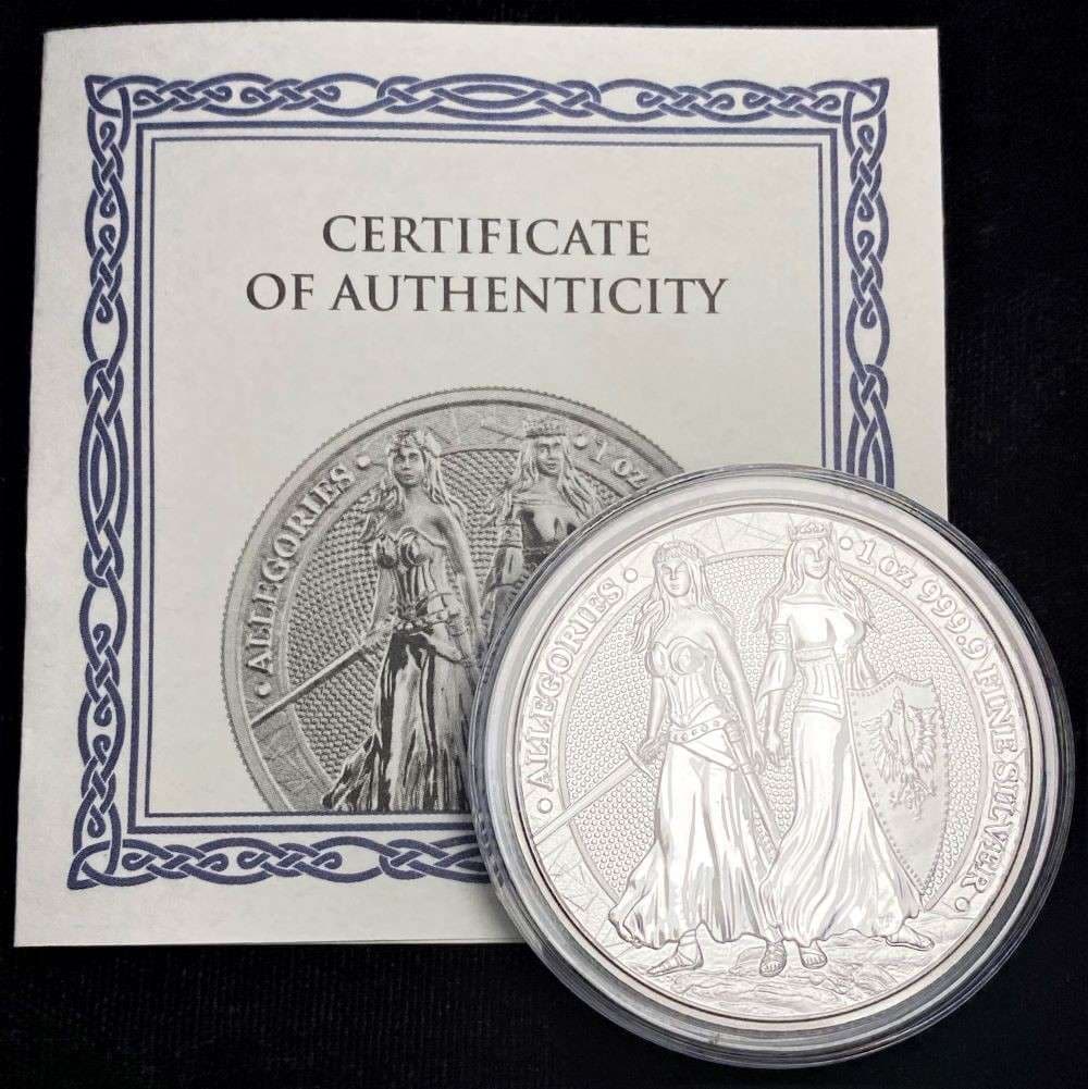 2022 Germania 5 Mark Allegories 1 ozt .9999 Silver (1 of 4)