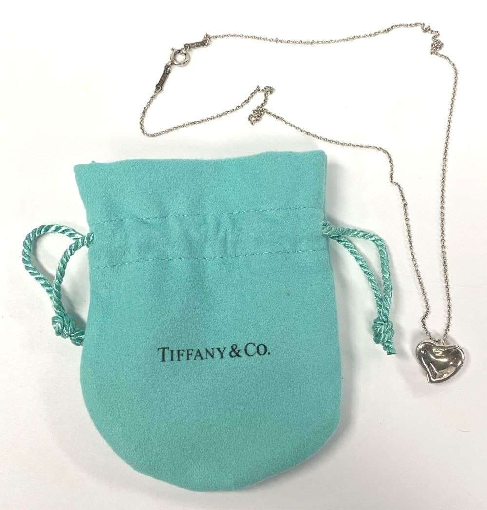 Tiffany & Co. Elsa Peretti Full Heart Pendant Necklace .925 Sterling Silver: This necklace is 18 inches. Winner shall receive the exact item shown here. (RR)