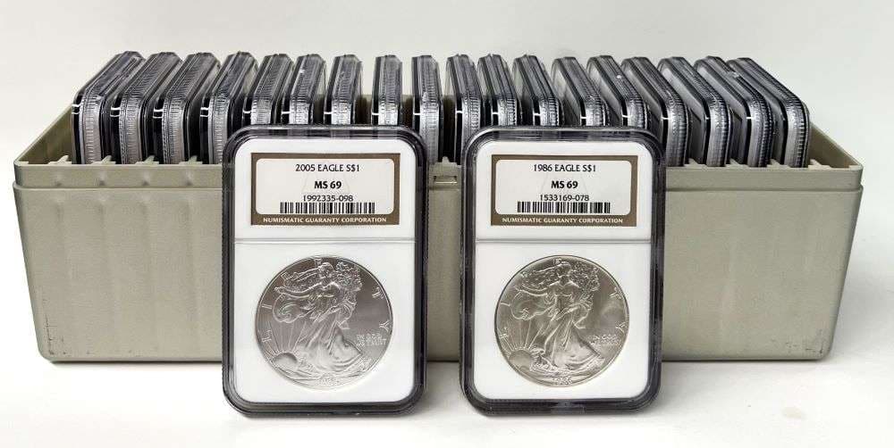 1986-2005 American Silver Eagle NGC MS69 (20-coins) (1 of 9)