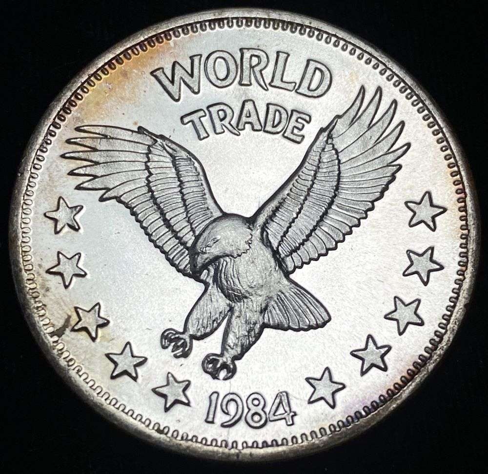 1984 World Trade Eagle One World Trade Unit 1 ozt .999 Silver: Winner shall receive the exact coin shown here. (RR/B)
