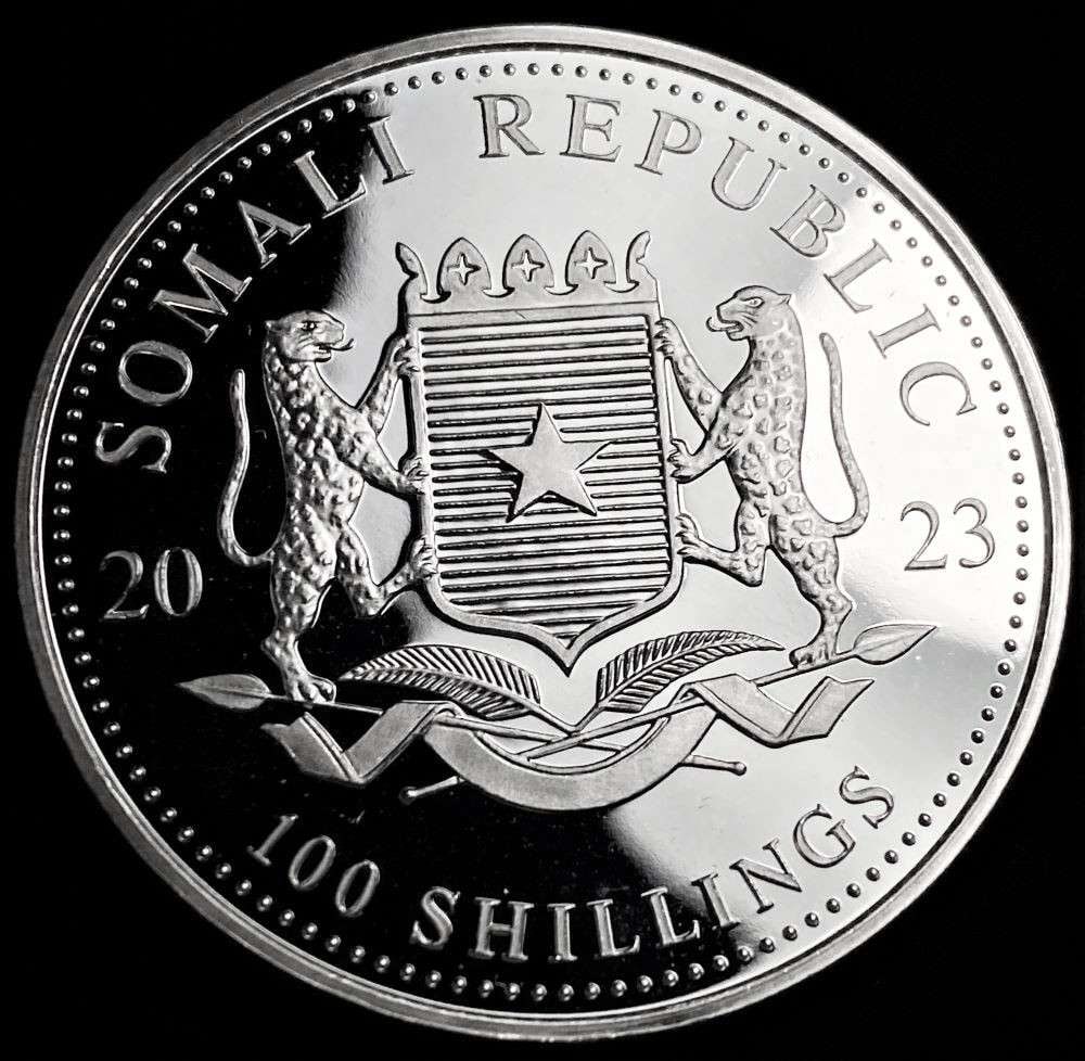 2023 Somali Republic 100 Shillings "African Wildlife" Proof 1 ozt .9999 Silver: Winner shall receive (1) coin precisely resembling the one shown here. (RR/B)