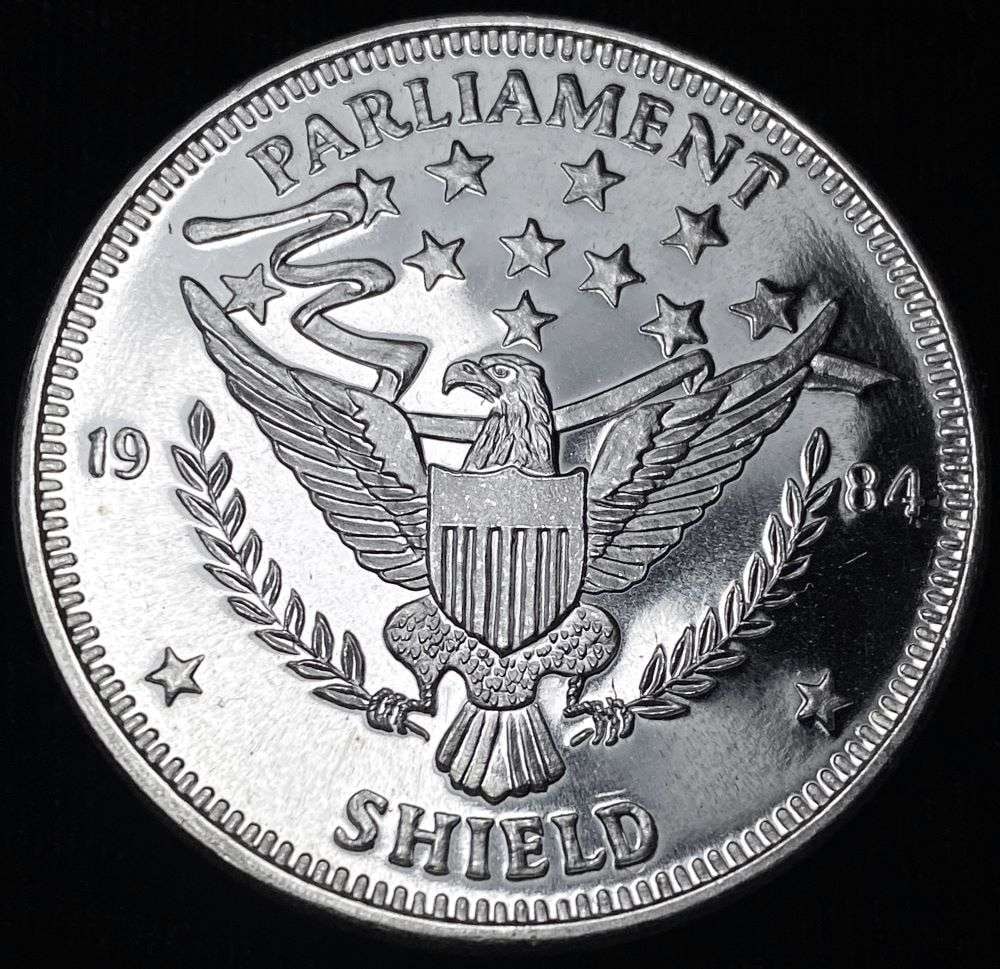 1984 Parliament Shield Proof 1 ozt .999 Silver: Winner shall receive (1) coin precisely resembling the one shown here. (RR/B)