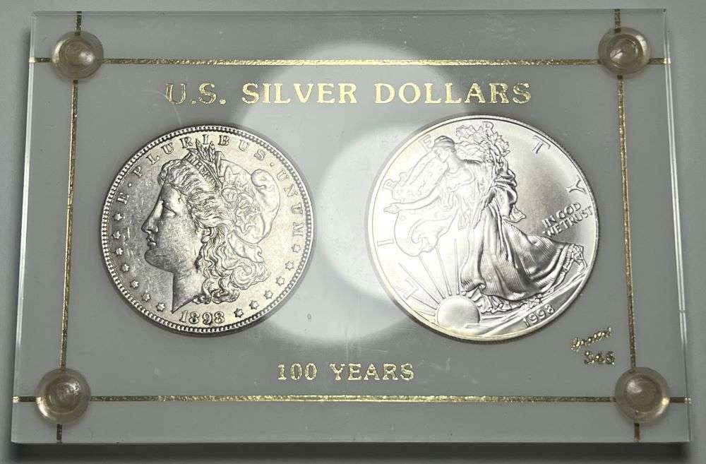 1898-1998 Morgan Silver Dollar / American Silver Eagle: Winner shall receive the exact (2) coins shown here. (EP/B)