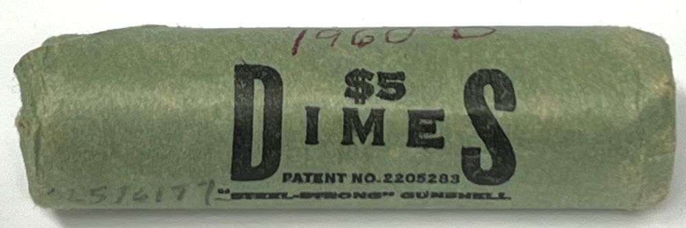 Bank Wrapped Paper Rolls 1960-D Roosevelt 90% Silver Dimes Mint Condition (1 of 3)