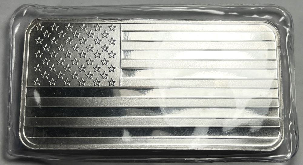 SilverTowne American Flag 10 ozt .999 Silver Bar (1 of 3)