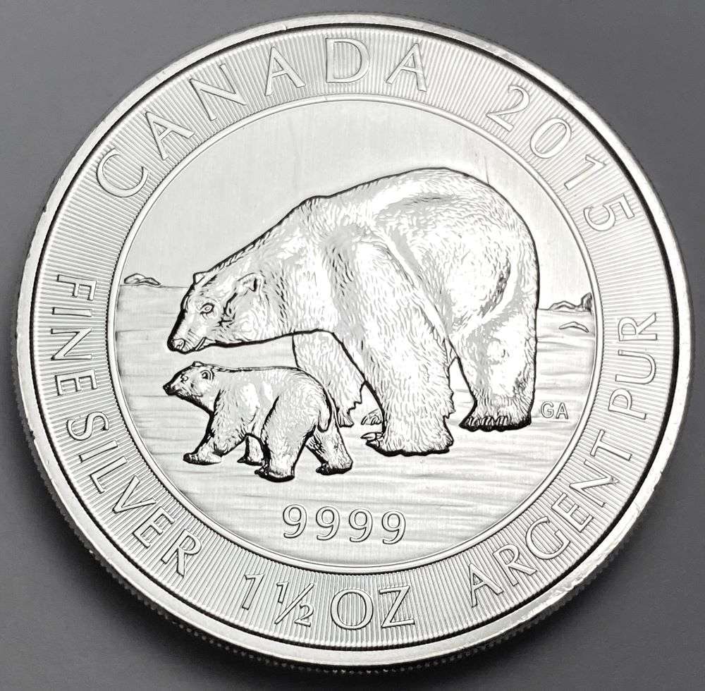 2015 Canada $8 Polar Bears 1.5 ozt .9999 Silver: Winner shall receive (1) coin precisely resembling the one shown here.(RR/B)