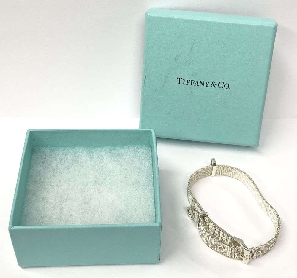 Tiffany & Co. Somerset Mesh Belt Buckle Bracelet .925 Sterling Silver