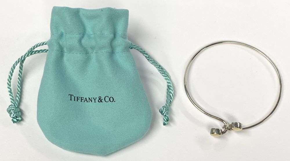 Tiffany & Co. Double 18k Gold Heart Hook Bangle .925 Sterling Silver (1 of 12)