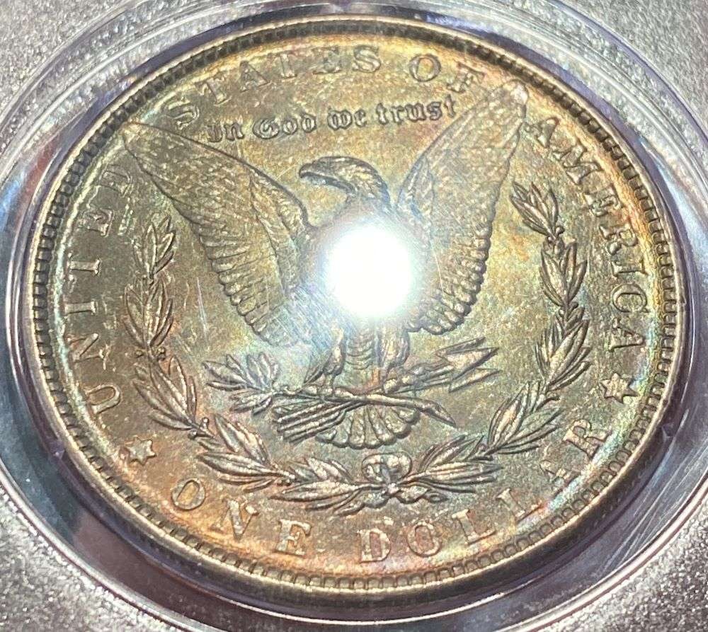 Toned 1886 Morgan Silver Dollar Vintage PCGS OGH MS63 (1 of 6)