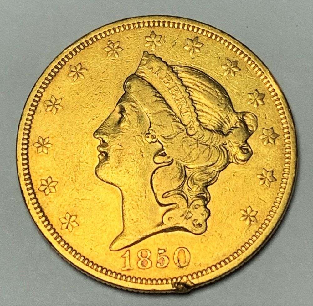 Super Rare! First Year 1850 Gold $20 Liberty Head VF/XF (1 of 2)