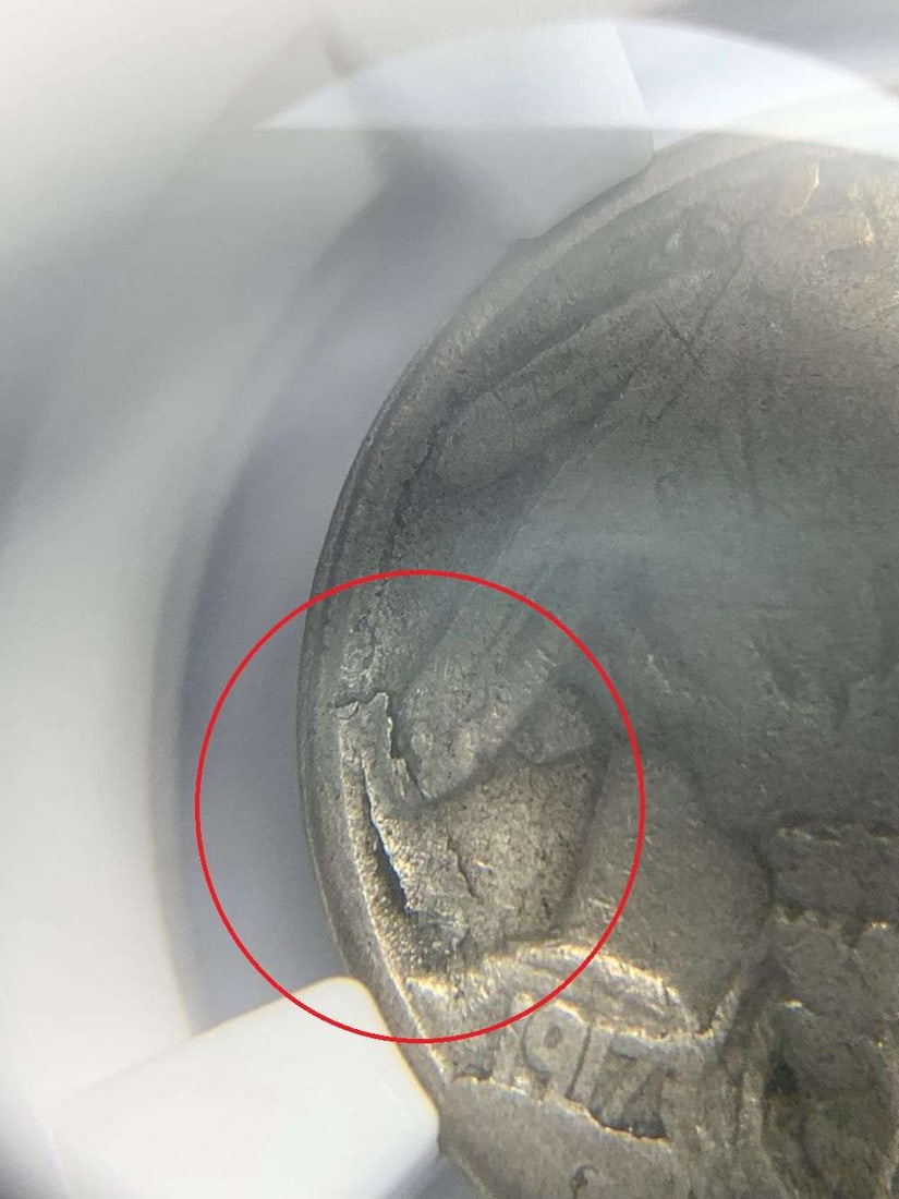 Rare Mint Error 1917-S Buffalo Nickel Obverse Die Break NGC F15 (1 of 5)