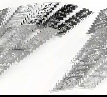 (10) 50 ozt .999 Fine Silver Fleur De Lis Bullion Bars: This item comes from our consignors vault in St. Louis. Please allow 2-4 weeks for delivery. Winner shall receive TEN (10) 50 ozt .999 silver bars, precisely resembling the bars shown here.