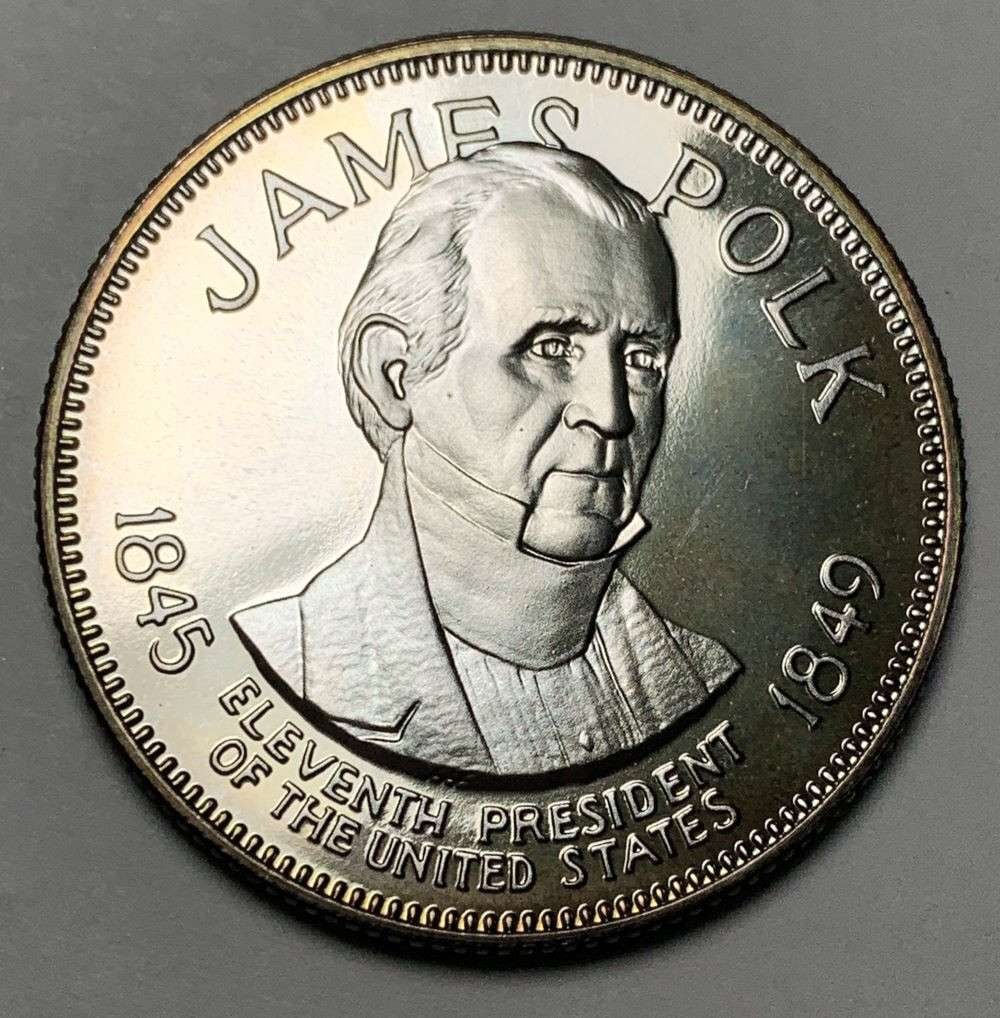 1845-1849 James Polk 11th President Of The U.S. Sterling Silver 1 ozt: Winner shall receive the exact coin shown here. (JM/B)