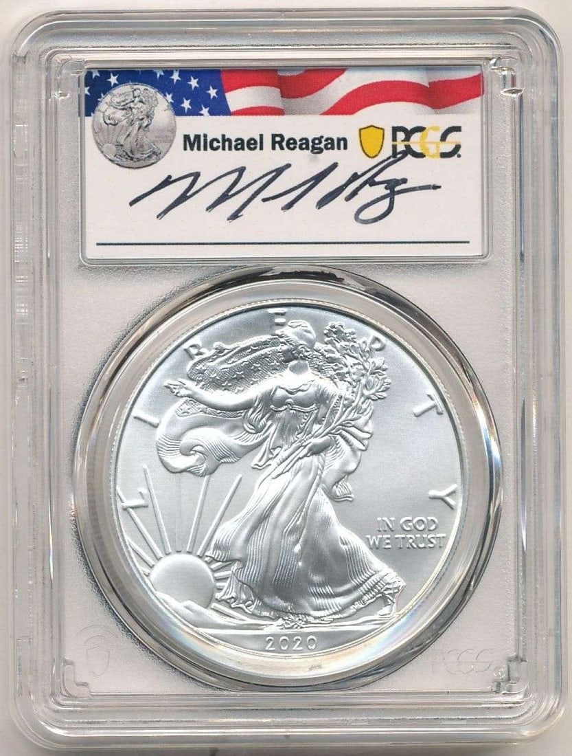 2020(S) American Silver Eagle PCGS MS70 Signed By Michael Reagen (1 of 4)