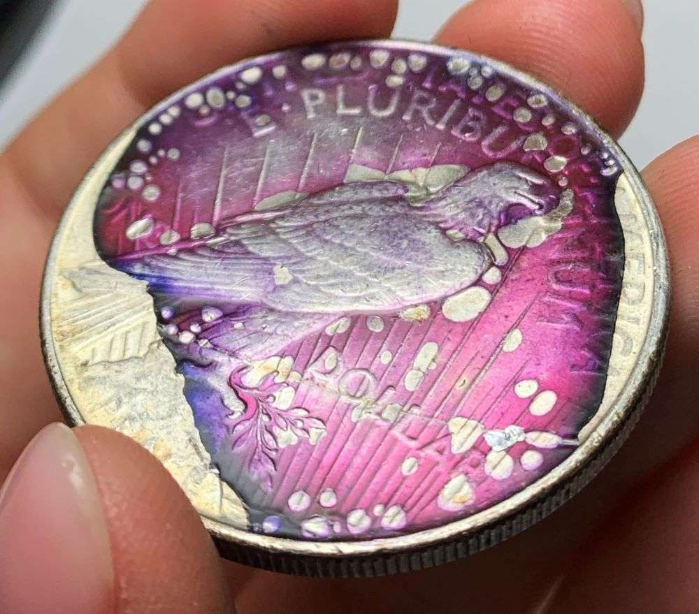 "Rare Purple Haze" 1922 Peace Silver Dollar AU (1 of 4)