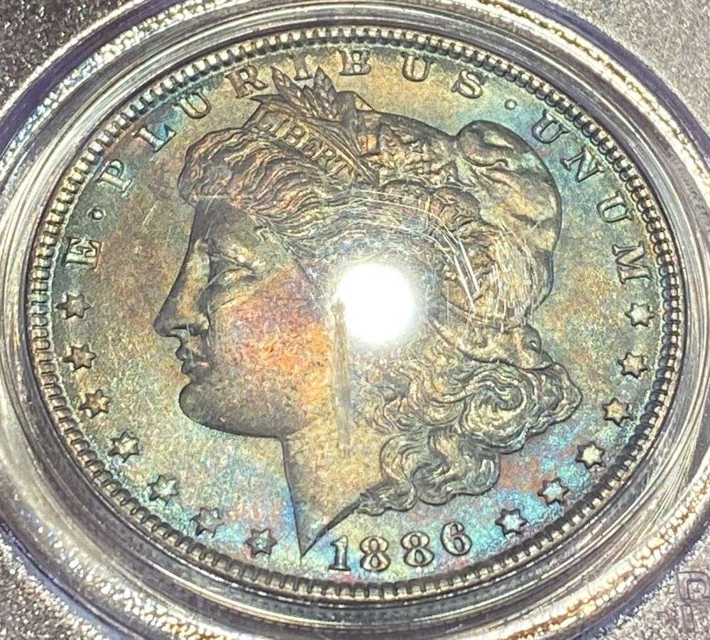 Attractive Toning 1886 Morgan Silver Dollar PCGS MS64 (1 of 6)