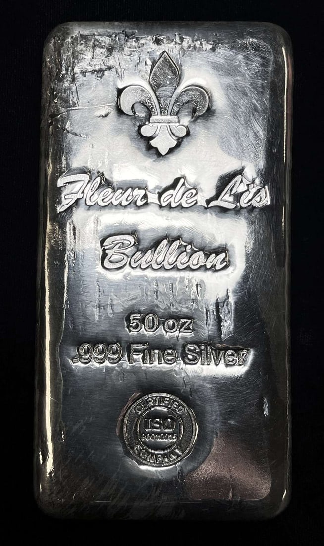 (1) 50 ozt .999 Fine Silver Fleur De Lis Bullion (1 of 8)