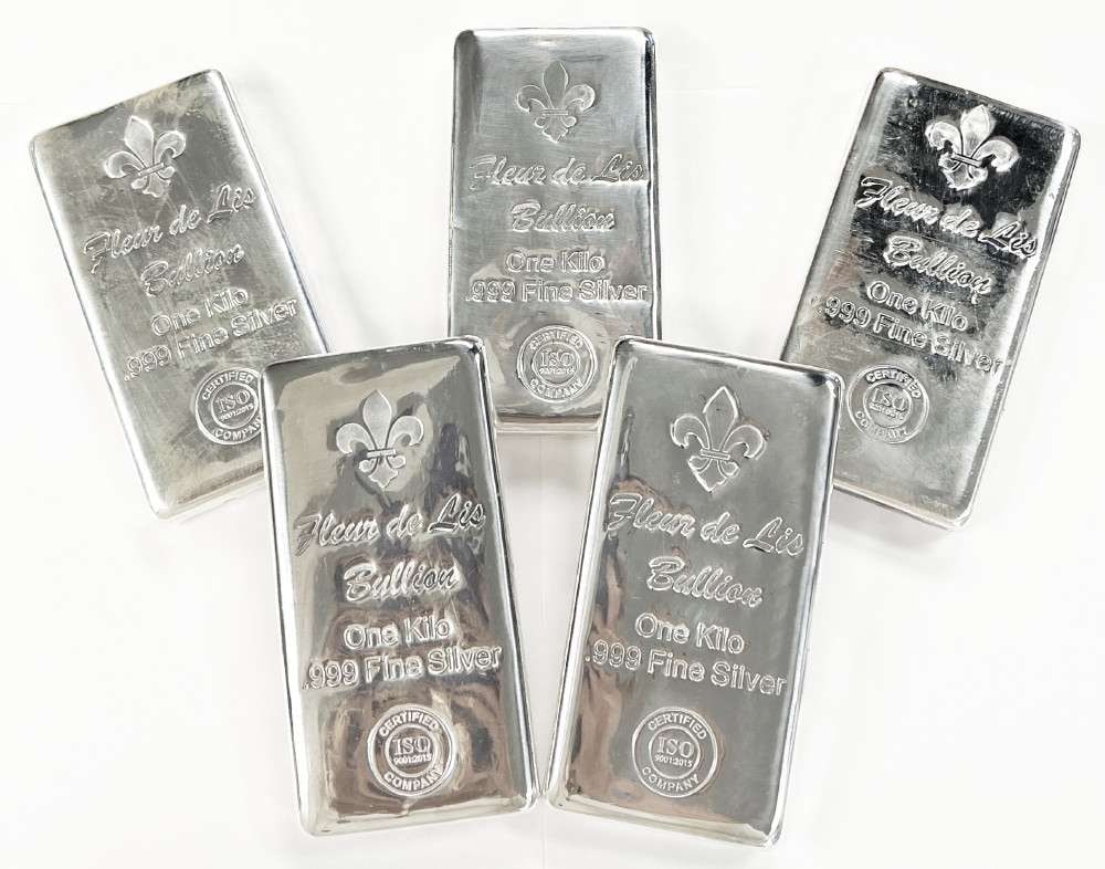 (5) Kilo .999 Proof Fleur De Lis Silver Bars (1 of 10)