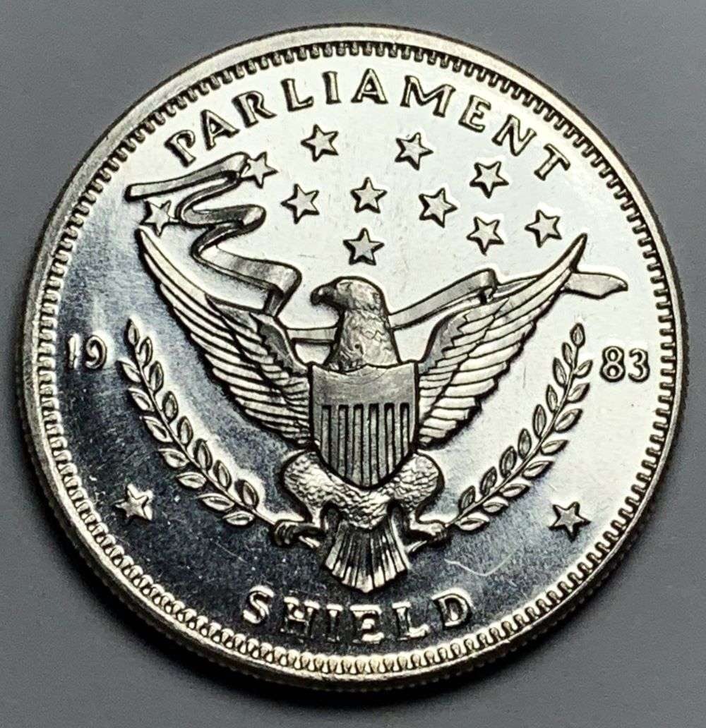 1983 Parliament Shield Proof 1 ozt .999 Silver: Winner shall receive the exact coin shown here. (EP/B)