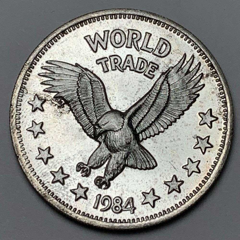 1984 World Trade Eagle One World Trade Unit 1 ozt .999 Silver: Winner shall receive the exact coin shown here. (JM/B)