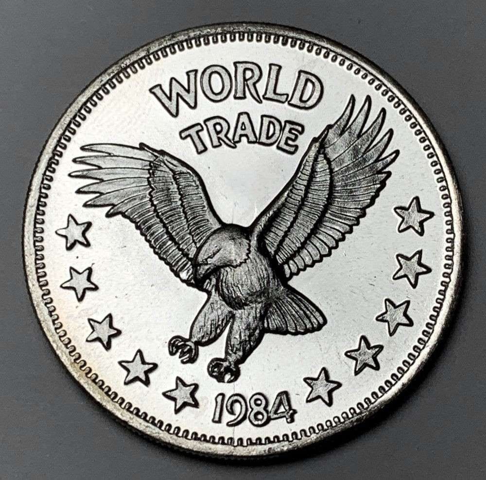 1984 World Trade Eagle One World Trade Unit 1 ozt .999 Silver: Winner shall receive the exact coin shown here. (JM/B)