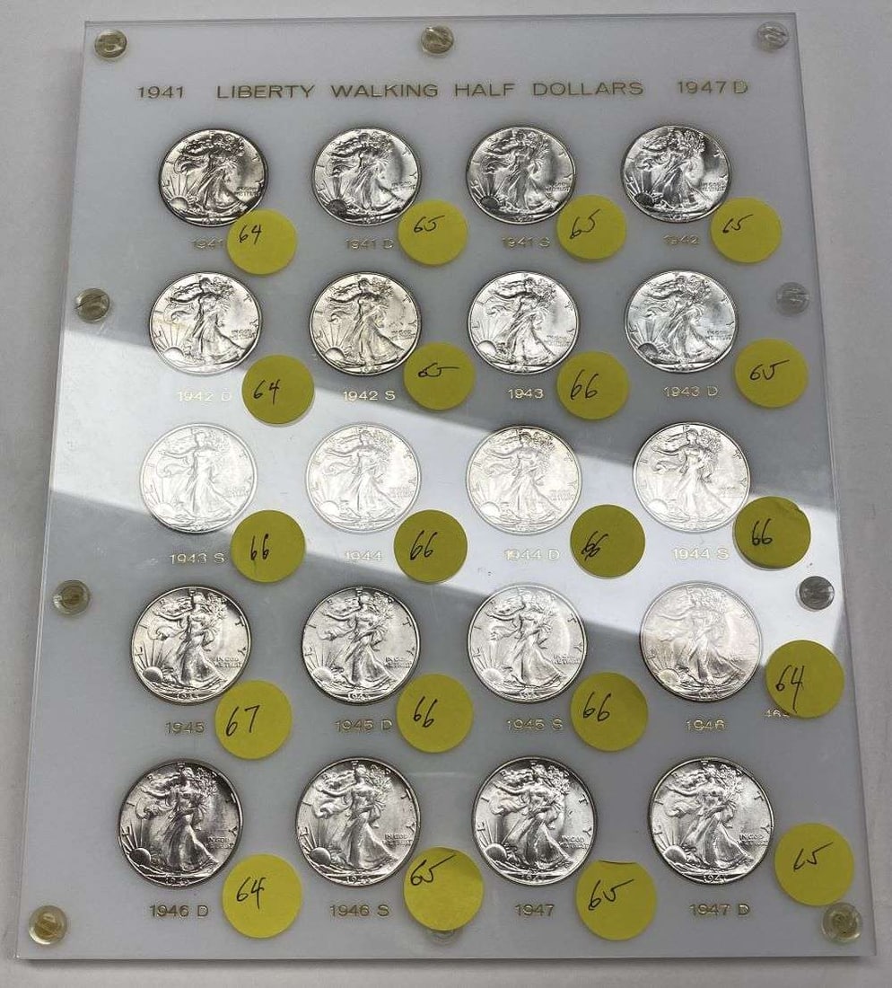 1941-1947-D Complete Walking Liberty Half Dollar Set MS64-MS67 (20-coins) (1 of 19)