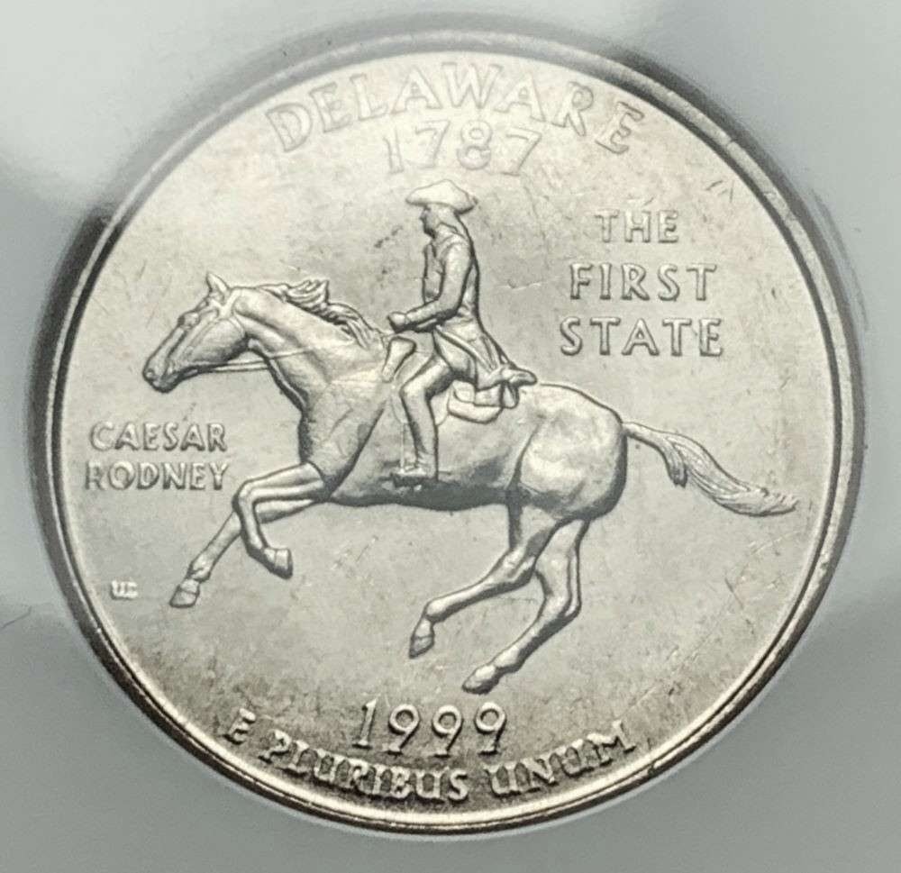 Rare 1999-P Washington Quarter Delaware State NGC Sample: Winner shall receive (1) coin precisely resembling the one shown here. (JM/TVC=LO)