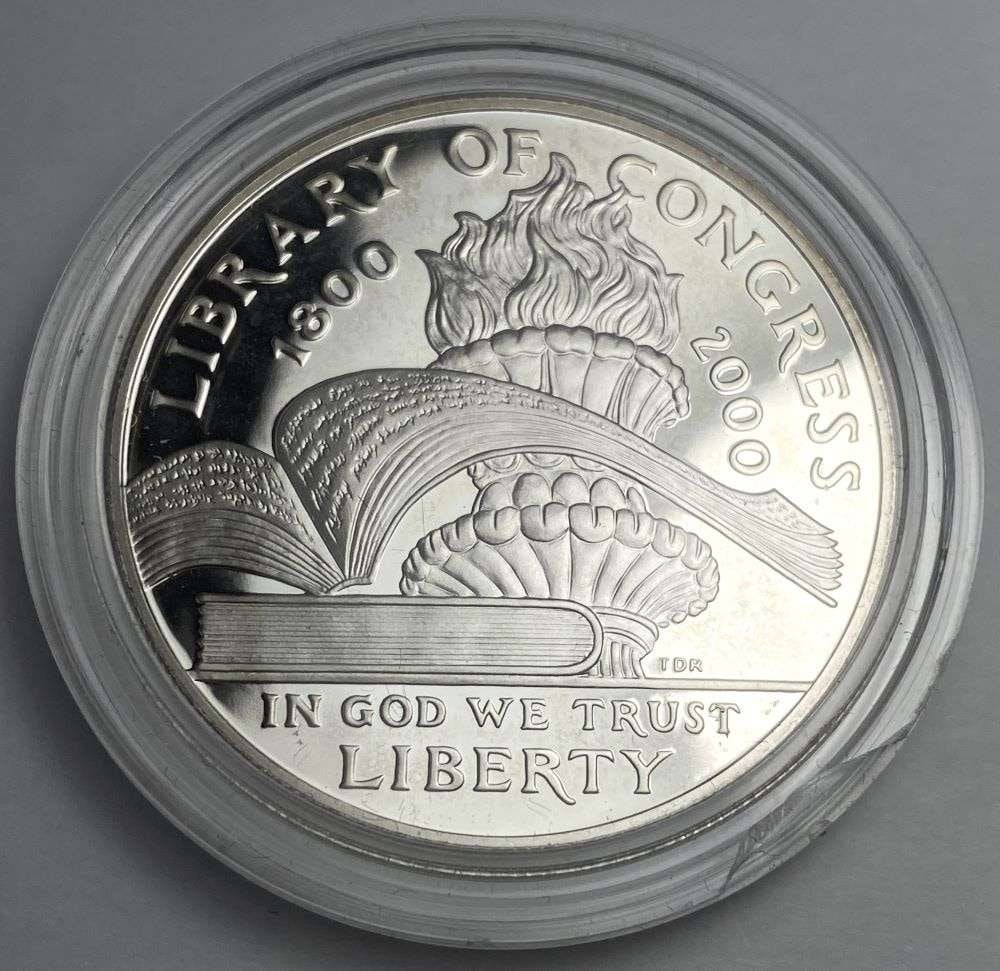 2000-P U.S. Library Of Congress Commemorative Proof Silver Dollar: Winner shall receive the exact coin shown here. (RR/B)