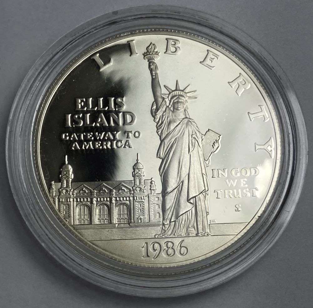 1986-S U.S. Statue Of Liberty Commemorative Proof Silver Dollar: Winner shall receive the exact coin shown here. (RR/B)
